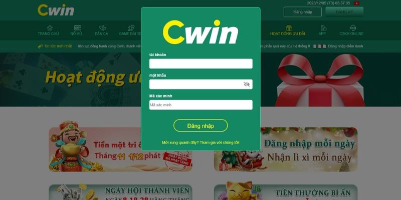 Tiến hành đăng nhập để bắt đầu quy trình rút tiền Cwin